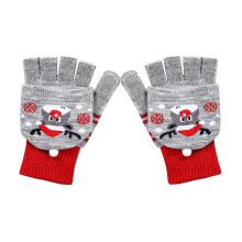 Omvormbare vingerloze handschoenen met halfvingerontwerp en cartoonprint, 4-delige gebreide set, zacht en geurloos materiaal, handwas koud