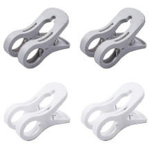 Kunststof wasknijpers met dubbele clip, set van 4, winddichte antislip wasknijpers voor het vastzetten van wasgoed en beddengoed buitenshuis (12,5 cm)