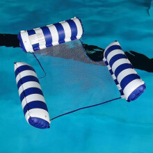 Hamaca flotante plegable con respaldo, silla de piscina de inflado rápido para relajarse, diseño compacto para guardar.