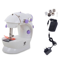 Mini Sewing Machine with Dual Speed Double Needle, Complete Household Set Includes Foot Pedal, Threads and Needles