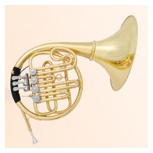 Beginner B Flat French Horn 4 Key Single Row Brass Gold Lacquer for Adult Learners