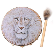 Handmade Shaman Frame Drum with Sticks Siberian Style Decorative Ethereal Hand Drum for Kids and Adults