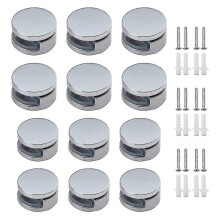 Heavy Duty Zinc Alloy Glass Clips (12 Pieces) for 3-5mm Glass, 27mm Diameter Silver Glass Panel Fasteners for Secure Installation