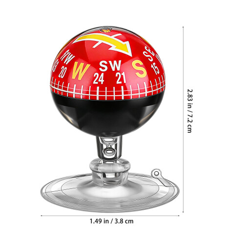 2Pcs High Precision Red Dashboard Compass for Cars with Suction Cup 2