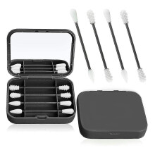 Reusable Makeup Swab, Soft Silicone Tips for Sensitive Skin, Precise Application Ear Cleaning, 2 Swabs with Case, Washable