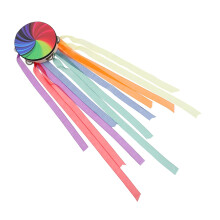 Colorful Wooden Tambourine with Ribbon, Loud Clear Sound for Dance, Performance and Parties