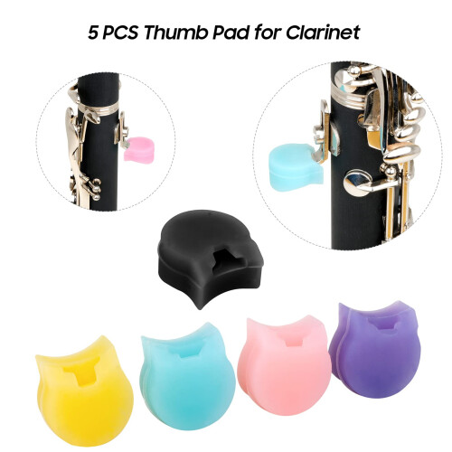 Clarinet Thumb Rest Pad 5 Pack Soft Silicone Comfortable Support for Clarinet and Oboe 2
