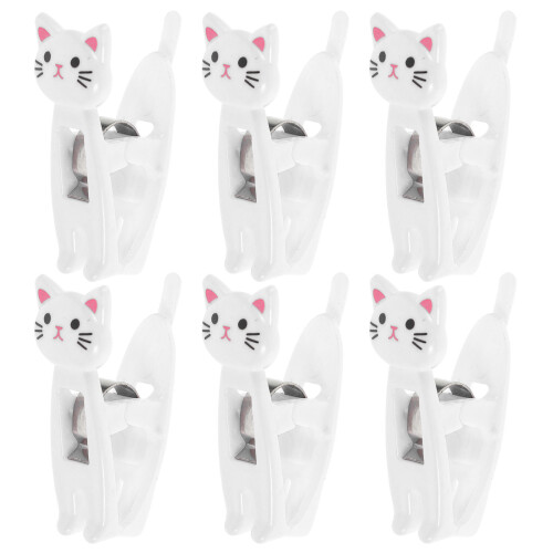 18Pcs White Cat Clip Multi-Functional Clothespins for Home Use 1