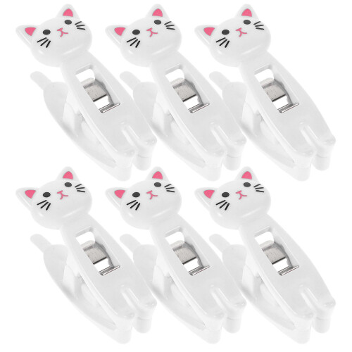 18Pcs White Cat Clip Multi-Functional Clothespins for Home Use 2
