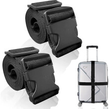Set van 2 bagagebanden met snelsluiting en verdikte band voor het veilig inpakken van uw koffer.