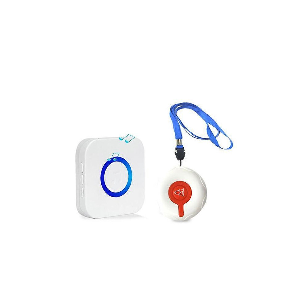 Wireless Patient Alarm System, 400m Remote, Waterproof Pendant Transmitter Host for Emergency Call Doorbell