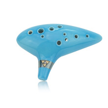 Ocarina Alto C 12 Hole Sky Blue Ceramic with Clear Resonant Tone and Legend Theme Design