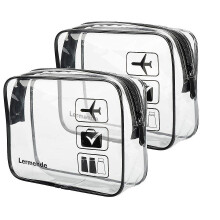 Confezione da 2 trousse da viaggio trasparenti TSA da un litro, con design impermeabile e resistente, in PVC a prova di perdite.