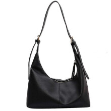 Borsa da donna in pelle sintetica con cerniera, borsa a tracolla nera in stile retrò, piccola e leggera, da portare a spalla.