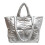 Quilted Shoulder Bag Polyester with Padded Lining, Multiple Pockets in Silver for Commute Travel 1