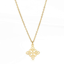 Witch's Knot Necklace, Stainless Steel Adjustable 45+5cm Collar Chain, Celtic Protection Symbol Pendant, Gold or Silver Colour