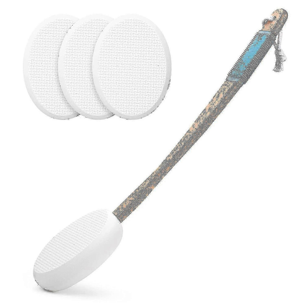 Back Lotion Applicator with 17-Inch Extended Reach, 4-Piece Back Scrubber Set for Applying Lotion Body Wash, Self-Care Aid