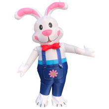 Blue Inflatable Bunny Costume with Integrated Fan, Battery Operated for Halloween Theme Parties