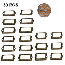 Set di 30 porta etichette in bronzo per organizzare cassetti e armadi, design retrò in metallo, 70x33 mm
