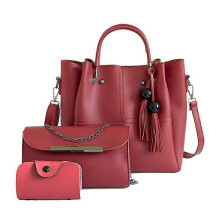 Borsa a tracolla in ecopelle con tracolla regolabile, set da 3 pezzi per donna, organizer spazioso per gli oggetti essenziali, grigio