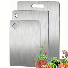 Antibacterial Non-Slip Chopping Board, 3-Piece Stainless Steel Set with Ergonomic Handle for Secure Food Preparation