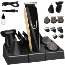 Kit recortador de barba con accesorio para vello nasal, 5 ajustes de longitud, 5 horas de carga para 60 minutos de uso.
