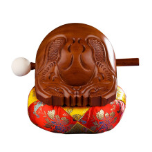 5 Inch Buddhist Wooden Fish Drum with Mallet and Cushion, Compact Temple Block Percussion Instrument for Meditation