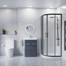 Nes Home 600mm Vanity with Close Coupled Toilet & 900mm Quadrant Screen with Tray