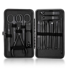 18-Piece Manicure Kit, Professional Surgical Stainless Steel Tools in Portable Synthetic Leather Case