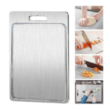 Kitchen Chopping Board, Double Sided Stainless Steel with Brushed Finish, Resists Warping, for Meat and Vegetable Prep