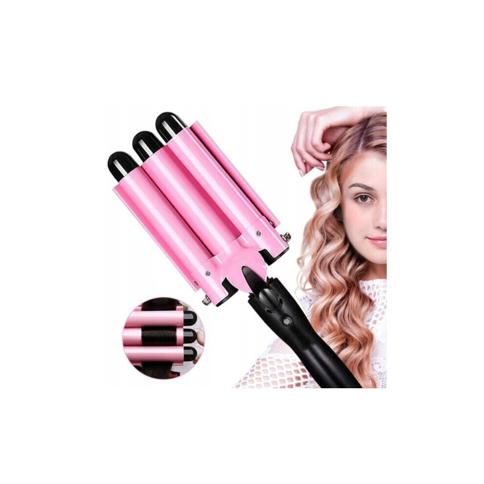 3 Barrel Ceramic Curling Iron Adjustable Heat 180 210 for All Hair Types, Automatic Safety Shut-Off 60 Minutes with Heat Protective Sleeve