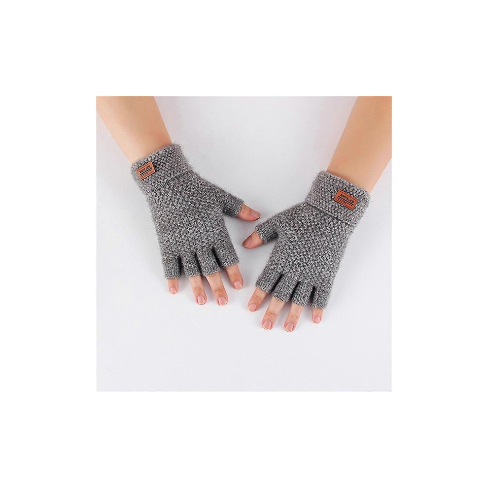 Imitation Cashmere Thermal Fingerless Gloves with Elastic Wrist, Touchscreen, for Winter Cycling Skiing in 4 Colours