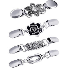 Floral Leaf Design Brooch Set, 4 Retro Zinc Alloy Collar Pins for Scarf, Sweater and Dress