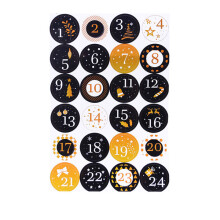 Nummerstickers voor de adventskalender voor Kerstmis, 24 papieren etiketten, 4,5 cm rond, zelfklevend