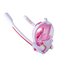 Doppelrohr-Tauchmaske, Größe S für Jugendliche und Erwachsene in Weiß oder Rosa, 180-Panorama-Antibeschlag-Design