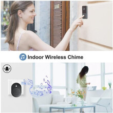 Campainha de Vídeo com Câmera, Conversa Bidirecional, Detecção Humana com IA para Segurança Residencial, Sem Fio, WiFi 2.4G (T6)