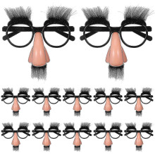 Plastic feestglazen voor verkleedfeesten en carnavals, 12 stuks grappige decoratieaccessoires voor Halloween en gemaskerde bals.