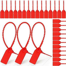Zelfvergrendelende veiligheidszegels voor brandblussersloten, 500 stuks rode, fraudebestendige plastic sluitingen met verstelbare lengte (40x19mm)