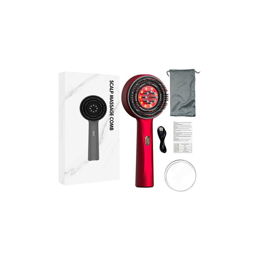 Red/Light Electric Scalp Comb With 6Ml Serum Chamber Waterproof Hair Massager For Scalp Relaxation And Skin Care