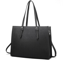 Waterproof Laptop Bag, PU Leather 15.6 Inch Tote with Organiser Compartments and External USB Charging Port for Office