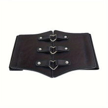 Cintura corsetto da donna, design gotico con tre fibbie in metallo e materiale elasticizzato per definire la figura, stile versatile e alla moda.