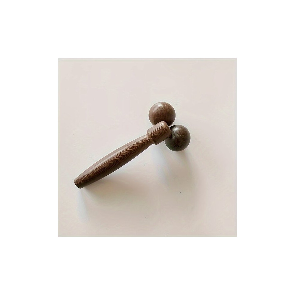 Wooden Dual Ball Massager for Facial Tension Relief, Handheld Manual Therapy Tool, Wooden Body Massage Stick