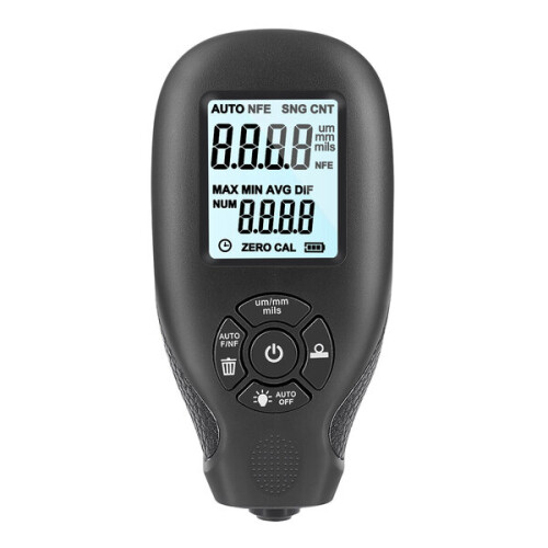 High Precision Paint Thickness Gauge 0-2000μm, Large Illuminated Display for Workshop Maintenance