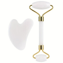Jade Roller and Gua Sha Board Set for Facial Massage, Wrinkle Reduction and Improved Circulation, Skin Care Tool