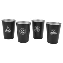 Set van 4 campingbekers, 304 roestvrij staal, 350 ml, lichtgewicht en draagbaar ontwerp voor buitenactiviteiten, wandelen, strand en picknicks.
