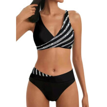 Bikini con coppe imbottite e supporto senza ferretto, costume da bagno in poliestere a vita bassa per ragazze