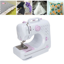 Small Electric Sewing Machine with 12 Stitch Patterns, Auto Bobbin Winder, Dual Power (AC/4*AA), Foot Pedal Button Control