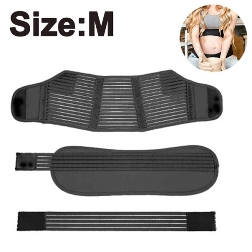 Pregnancy Belly Band Three-Layer Adjustable Maternity Support Belt, Black Size M, Posture Circulation Support