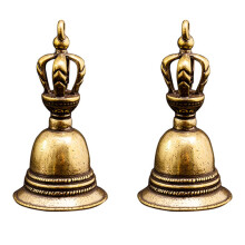 Mini Brass Meditation Bell Set of 2 Golden Mindfulness Hand Bell for Buddhist Healing and Calm