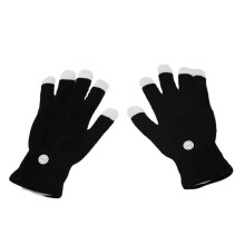 Lichtgevende handschoenen, 2 paar zwart met 7 lichtstanden, bediening via polsknop voor evenementen in het donker.